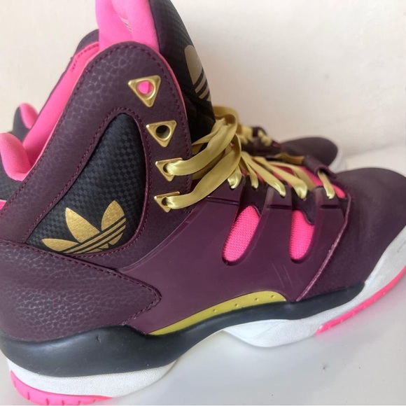Adidas Purple and Pink Sneakers with Gold Accents - Picture 2 of 9